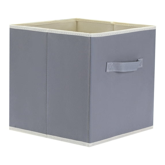 Unique Bargains 3 Pcs Square Fabric Collapsible Storage Basket Bin with Handle Grey M