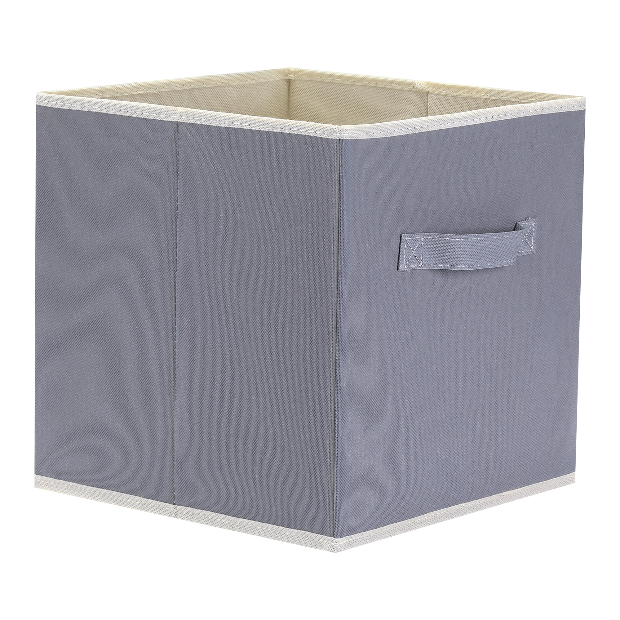 Unique Bargains 3 Pcs Square Fabric Collapsible Storage Basket Bin with Handle Grey S