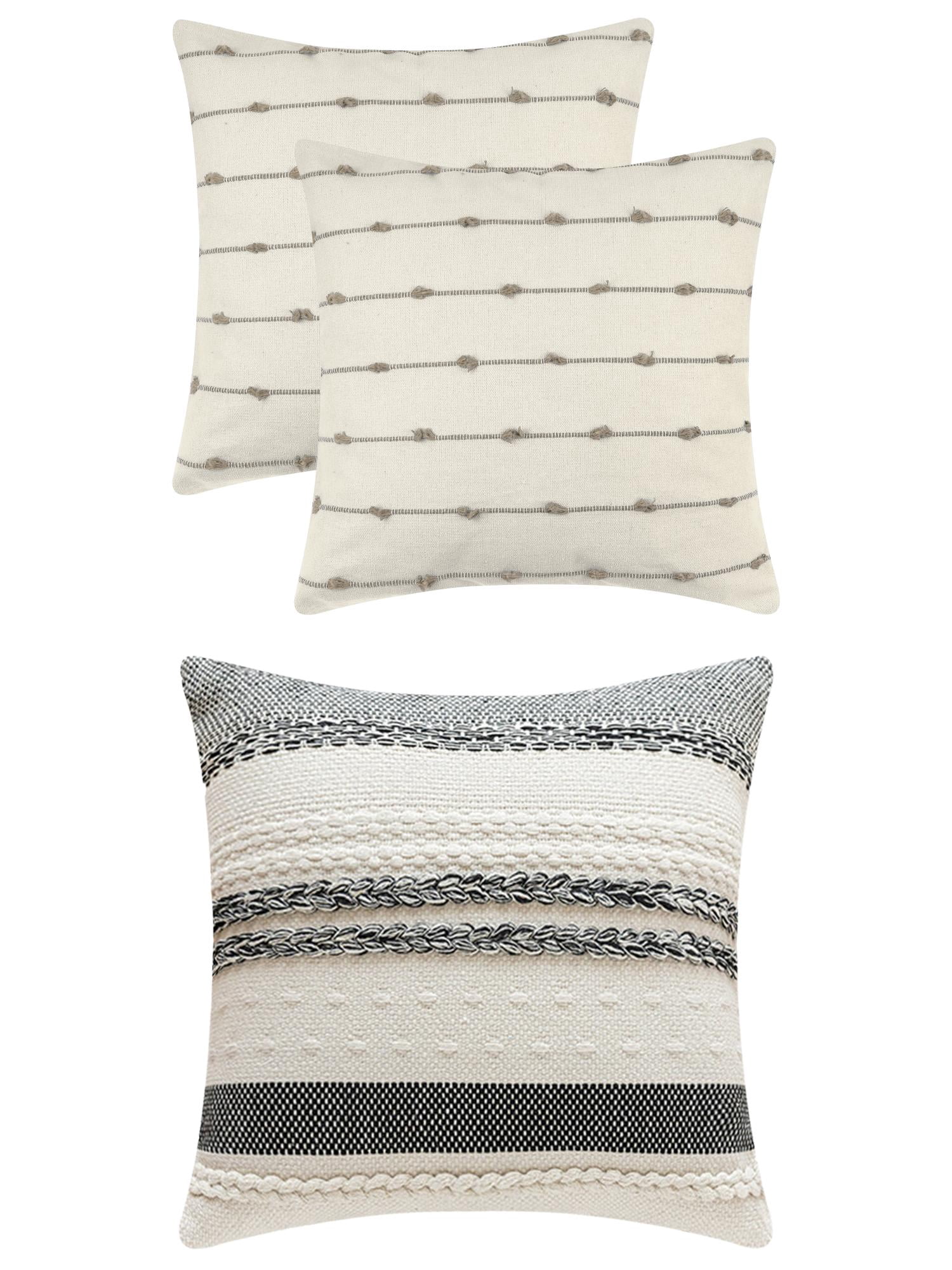 Unique Bargains 3 Pcs Striped Modern Throw Pillow Covers Square 18" x 18" Brown/Black