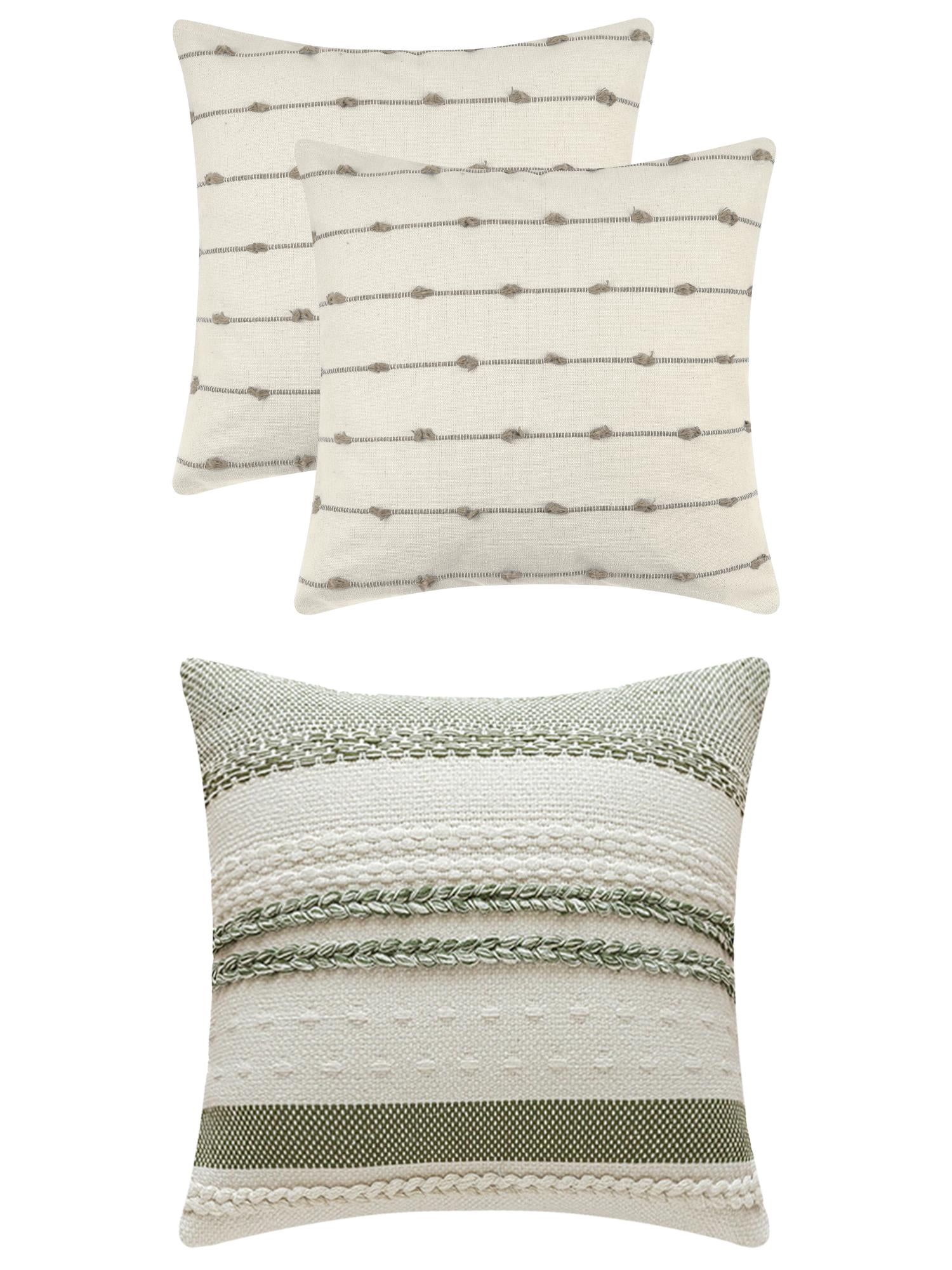 Unique Bargains 3 Pcs Striped Modern Throw Pillow Covers Square 18" x 18" Brown/Green