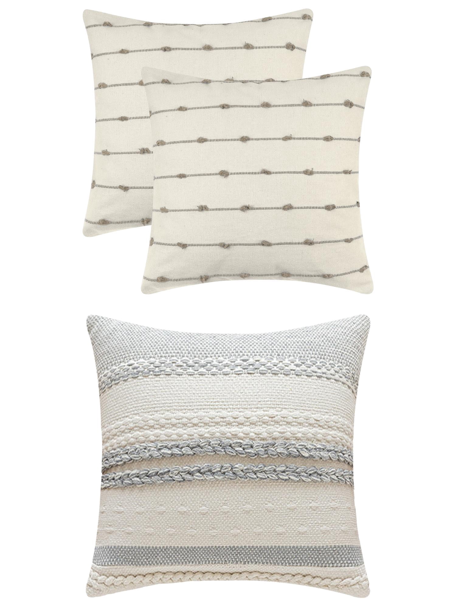 Unique Bargains 3 Pcs Striped Modern Throw Pillow Covers Square 18" x 18" Brown/Grey