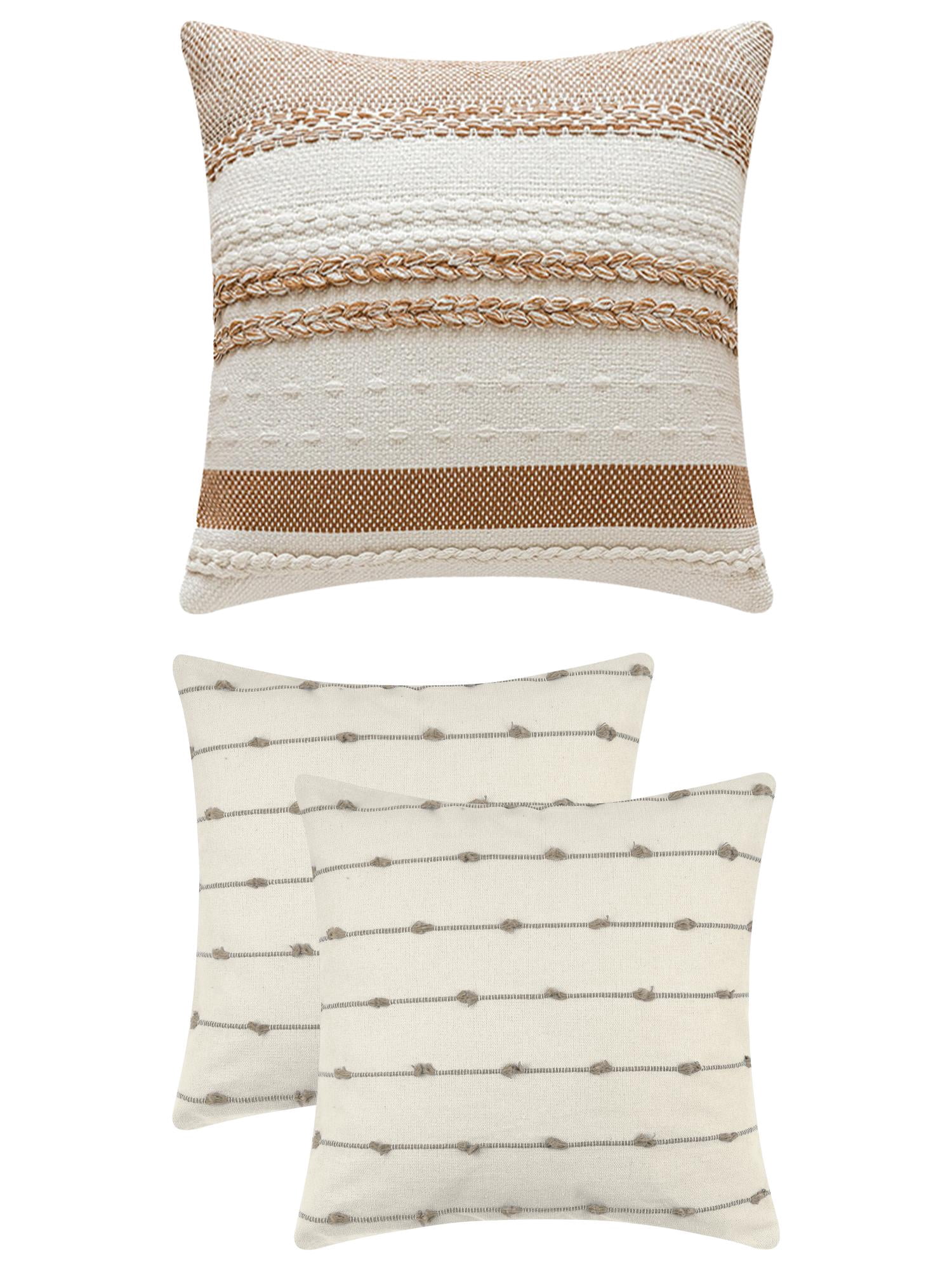 Unique Bargains 3 Pcs Striped Modern Throw Pillow Covers Square 18" x 18" Brown