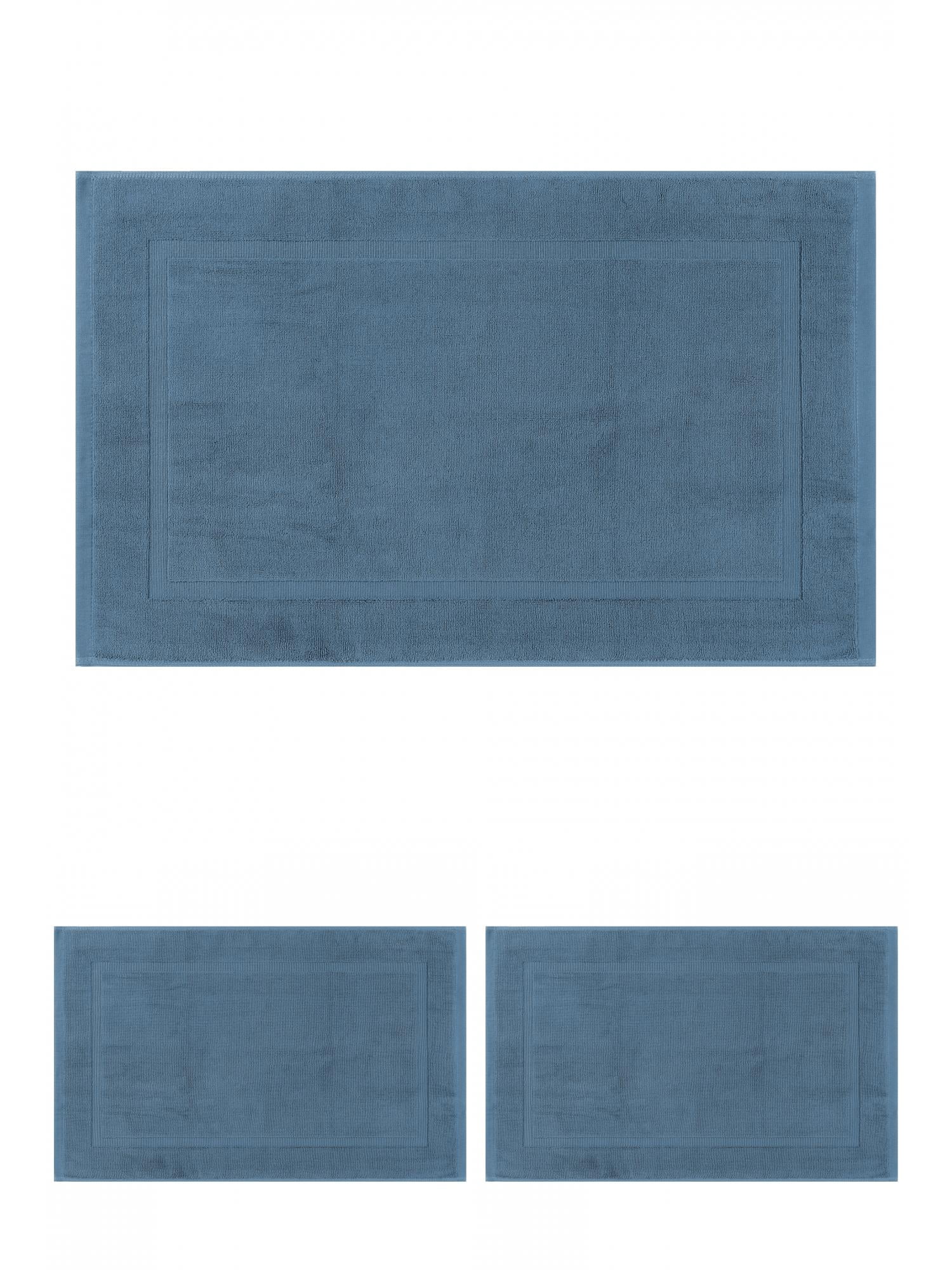 Unique Bargains 3 Pcs Towel Cotton Banded Mat Reversible Step Out Rug Dark Blue 16" x 24"