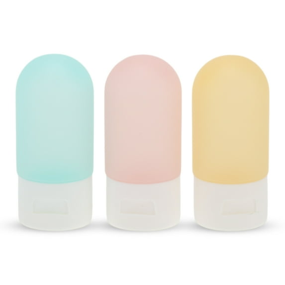Unique Bargains 3 Pcs Travel Container Set Portable PP Travel Bottles Set 1.06oz Light Blue Yellow Pink