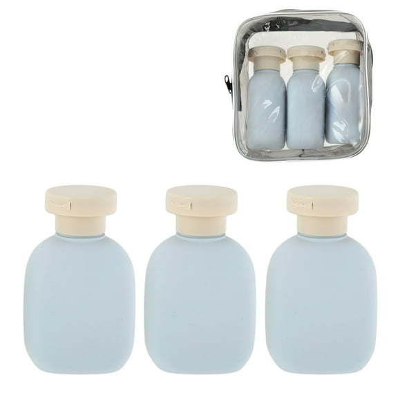 Unique Bargains 3 Pcs Travel Container Set Refillable Flip Cap Travel Bottles Set 100ml Blue
