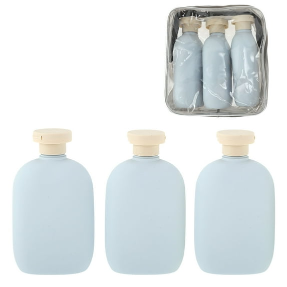 Unique Bargains 3 Pcs Travel Container Set Refillable Flip Cap Travel Bottles Set 260ml Blue