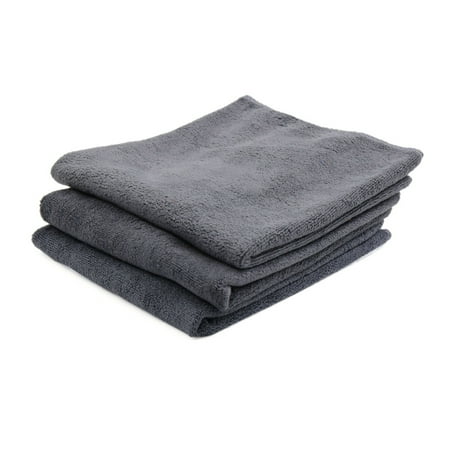 Unique Bargains 3 Pcs Water Absorbent Microfiber Fabric Car Clean Cloth Towel No-scratched for Auto Car Glass Gray