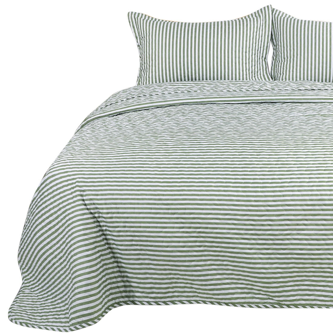 Unique Bargains 3Piece Stripe Polyester Quilt Bedspread Coverlet