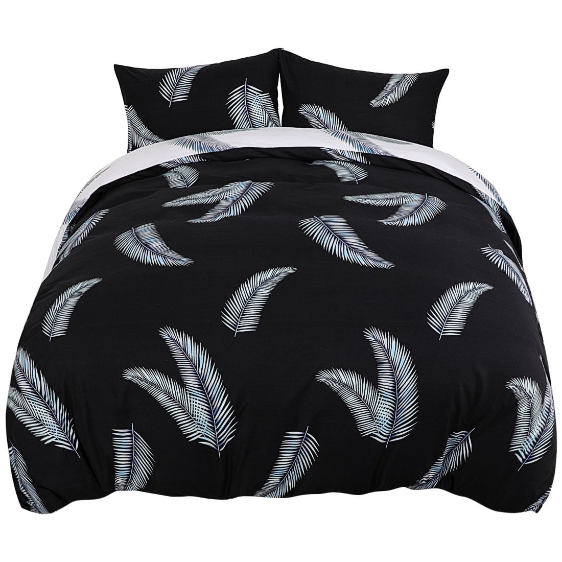 Unique Bargains 3Piece Tropical Plants Bedding Duvet Cover Set King