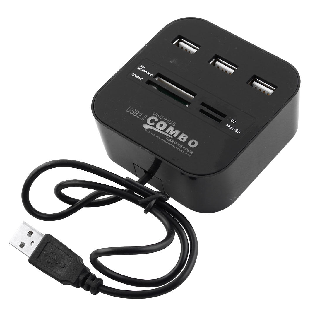 Unique Bargains 3 Port USB 2.0 Hub Micro SD TF Memory Card Reader Combo Adapter Cable Black