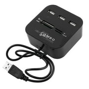Unique Bargains 3 Port USB 2.0 Hub Micro SD TF Memory Card Reader Combo Adapter Cable Black