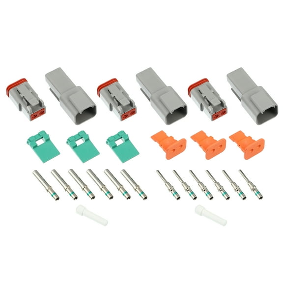 Unique Bargains 3 Set 2 Pin Way Gray Waterproof Electrical Wire Connector with Deutsch Solid Contacts 14-20 AWG