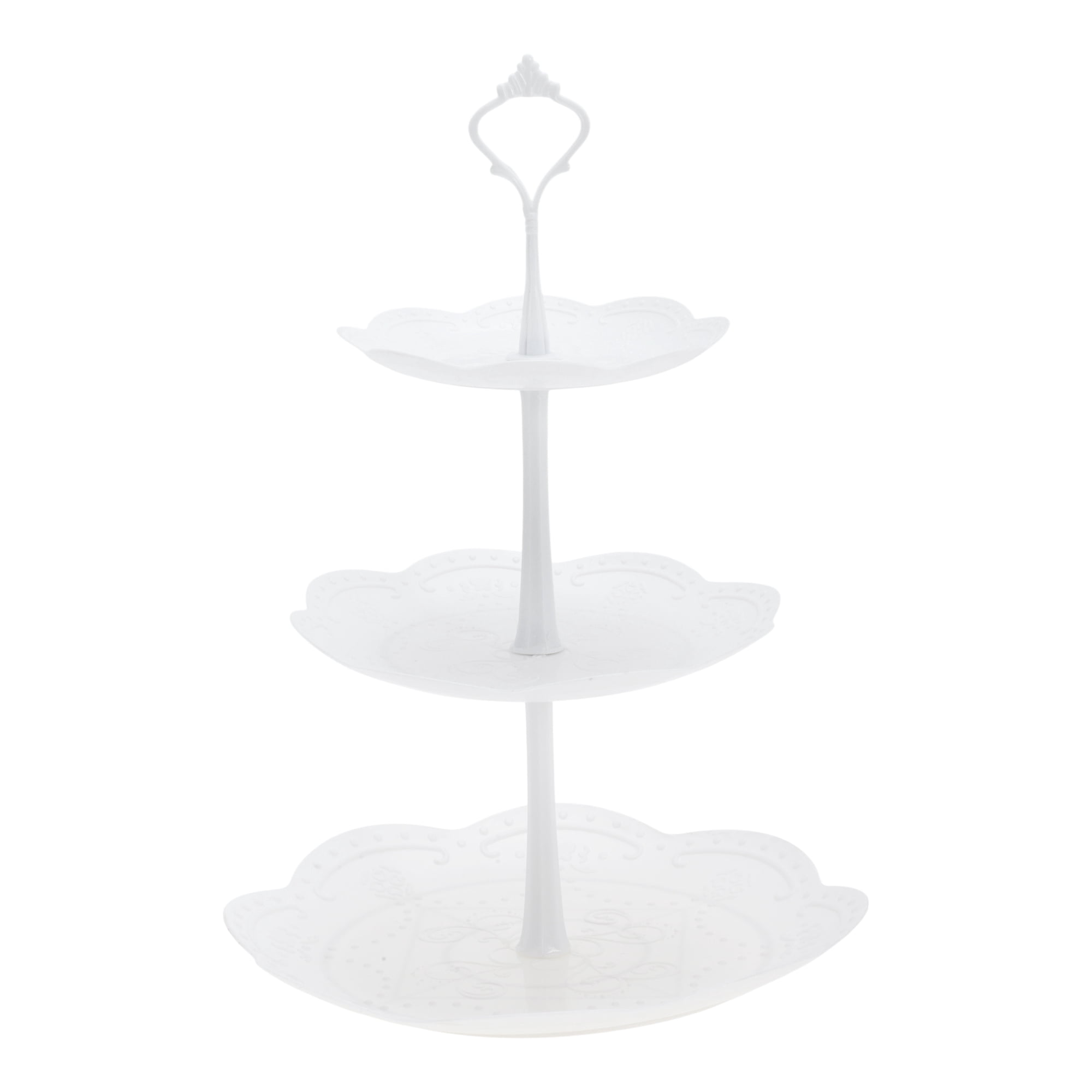 Unique Bargains 3 Tier Cupcake Stand Holder Round Tower With Tiered Serving Tray