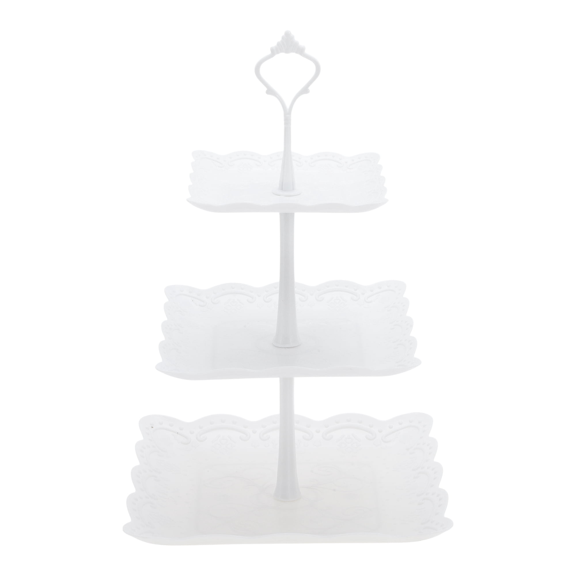 Unique Bargains 3 Tier Cupcake Stand Holder Square Tower with Tiered Serving Tray