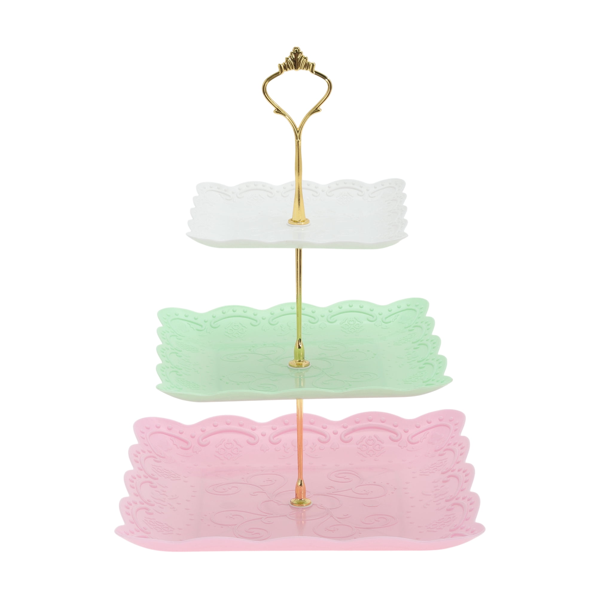 Unique Bargains 3 Tier Dessert Cupcake Stand Holder Square Cup Cake Holder Tower1