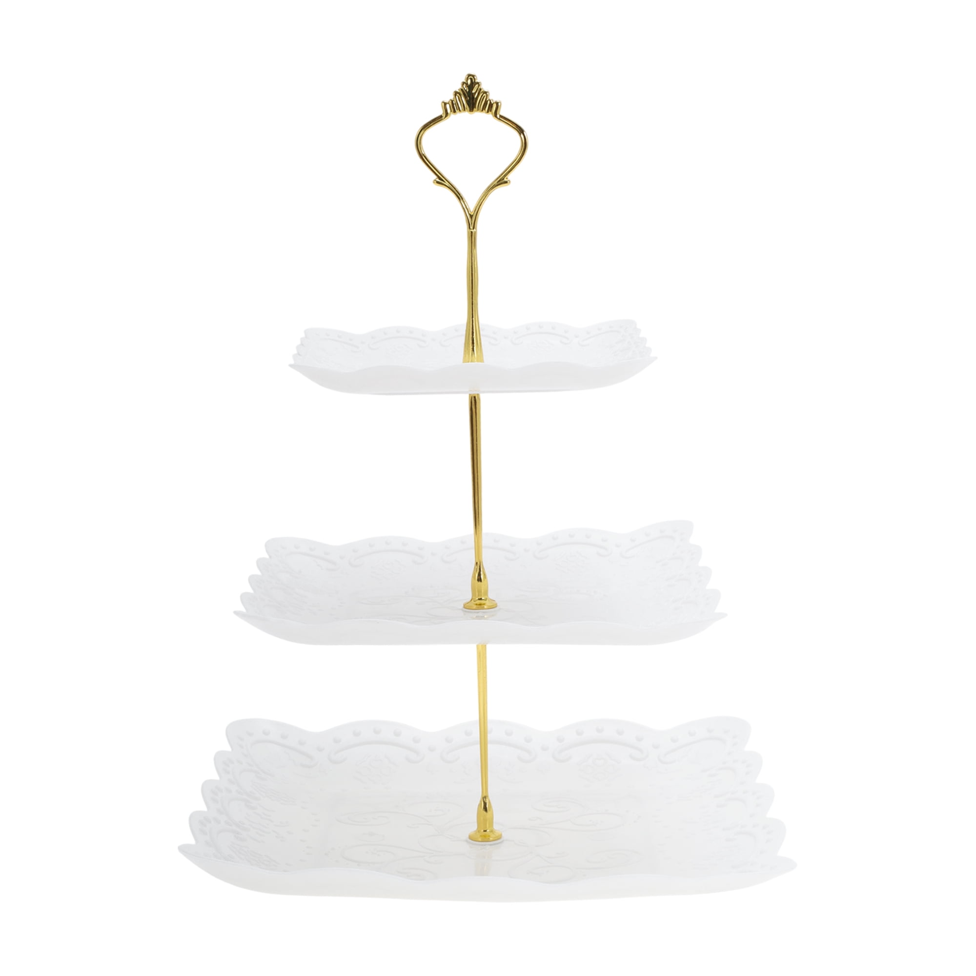 Unique Bargains 3 Tier Dessert Cupcake Stand Holder Square Cup Cake Holder Tower