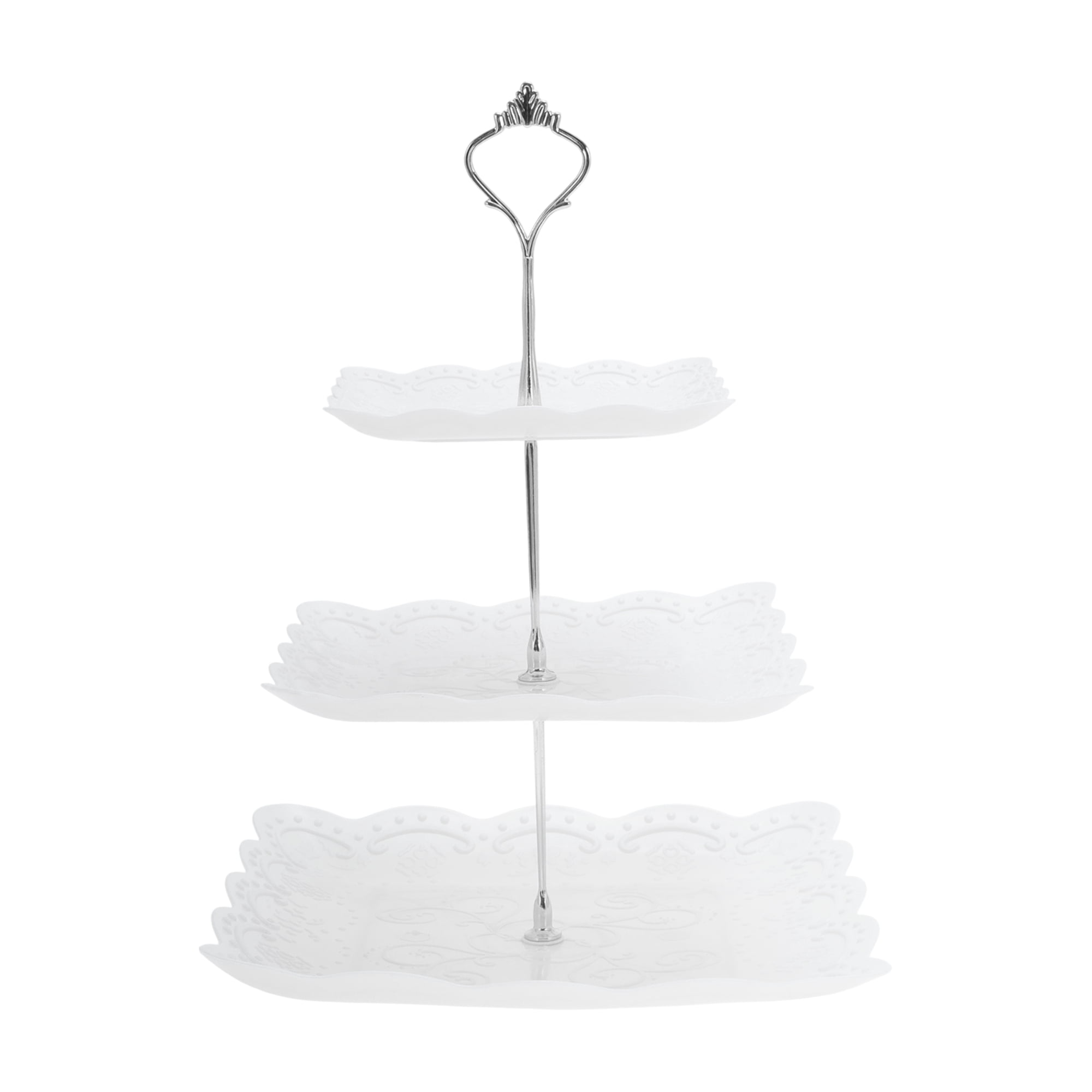 Unique Bargains 3 Tier Dessert Cupcake Stand Holder Square Cup Cake Tower