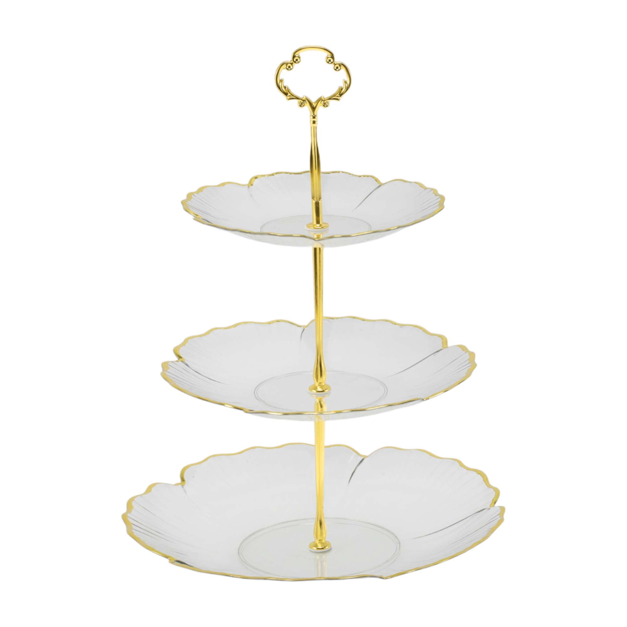 Unique Bargains 3 Tier Dessert Cupcake Stand Holder with Five Petals Design Clear