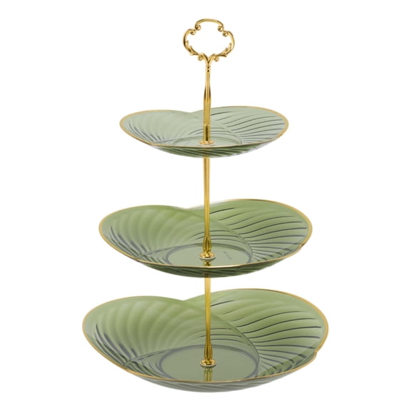 Unique Bargains 3 Tier Dessert Cupcake Stand Holder with Tiered Tray Green