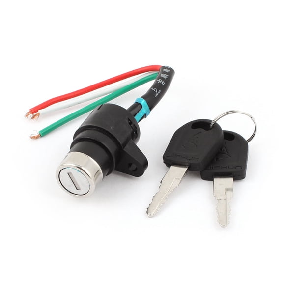 Unique Bargains 3 Wires Scooter Go Kart ATV Electric Bikes Ignition Switch Lock with 2pcs Keys Black