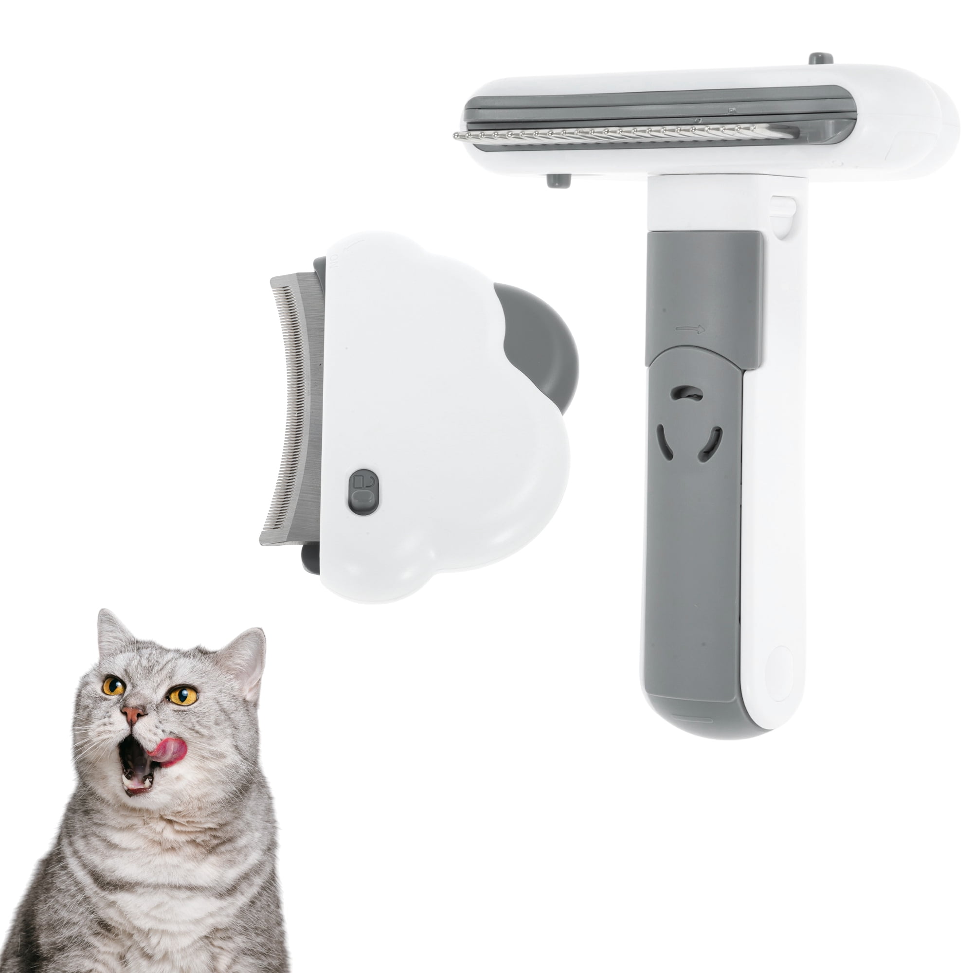 Unique Bargains 3 in 1 Cat Brush for Shedding and Grooming Tool for Indoor Cats Curved