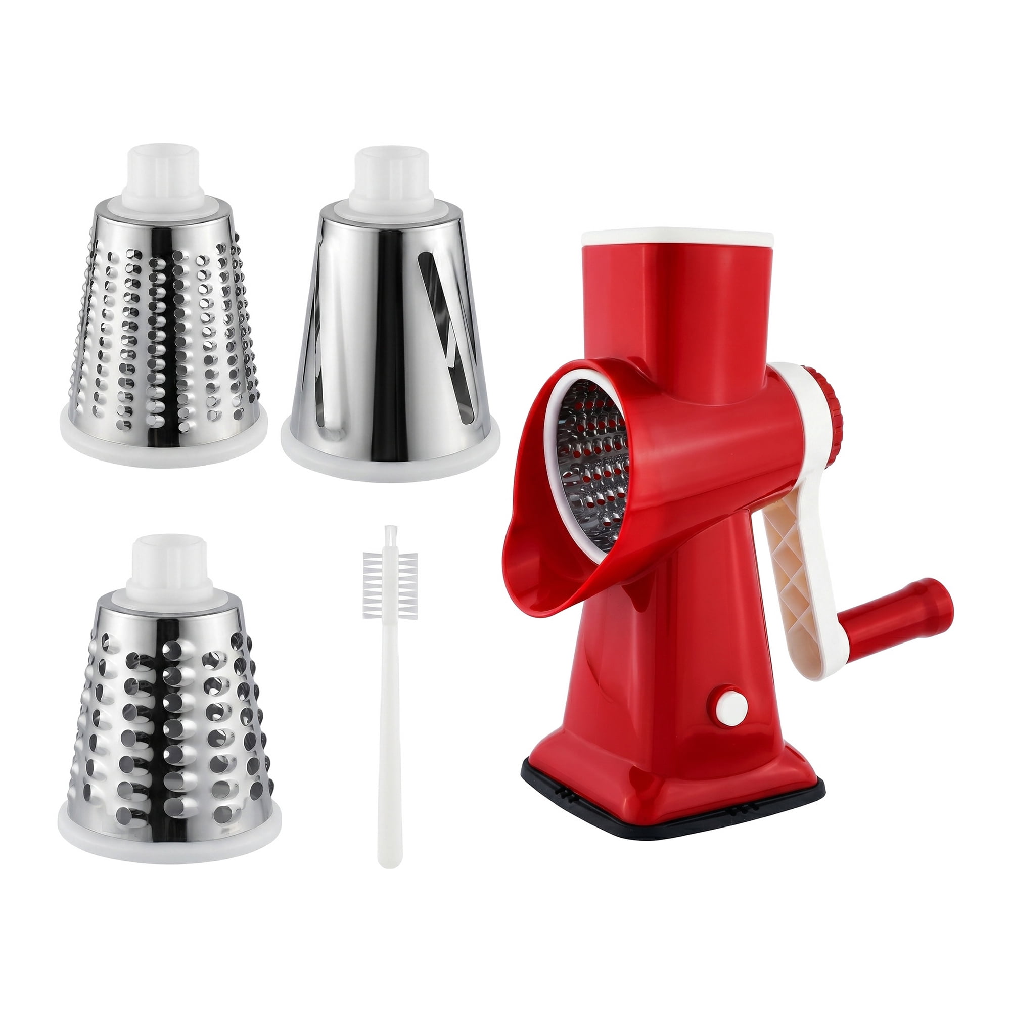 Unique Bargains 3-in-1 Rotary Vegetable Manual Slicer with Drums Red 6.3x4.3x9.2in