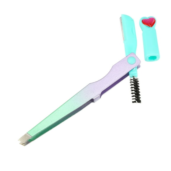 Unique Bargains 3 in1 Eyebrow Shaping Tool Green Gradient Purple Eyebrow Trimmer Eyebrow Clip Eyebrow Brush for Women