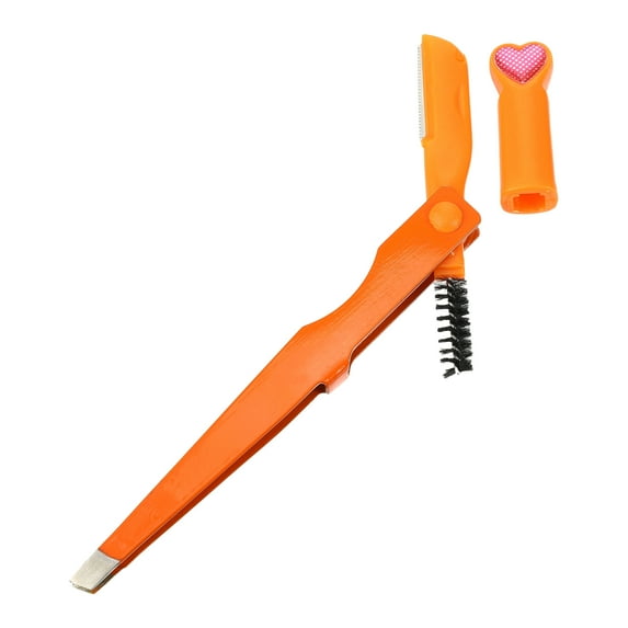 Unique Bargains 3 in1 Eyebrow Shaping Tool Orange Eyebrow Trimmer Eyebrow Clip Eyebrow Brush for Women