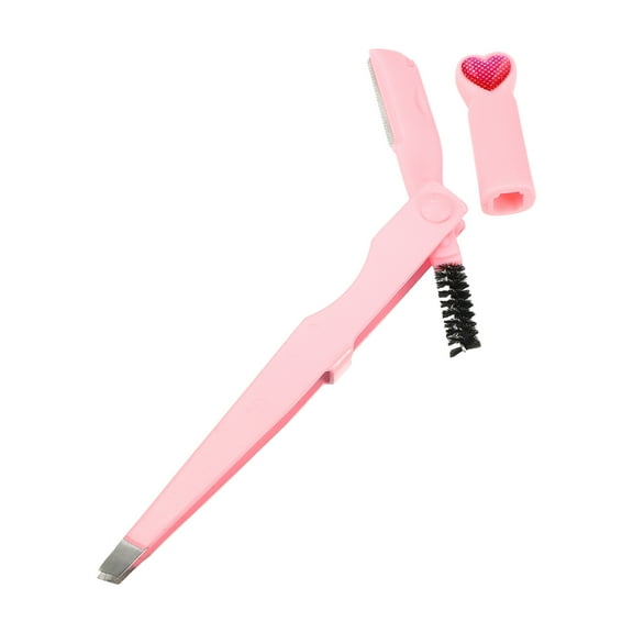 Unique Bargains 3 in1 Eyebrow Shaping Tool Pink Eyebrow Trimmer Eyebrow Clip Eyebrow Brush for Women