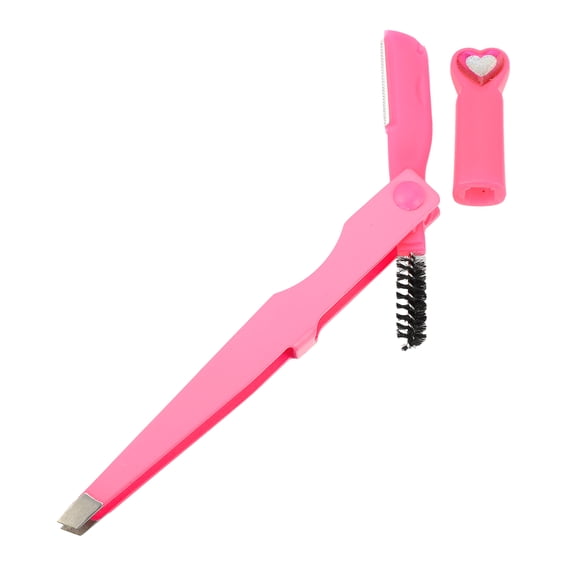 Unique Bargains 3 in1 Eyebrow Shaping Tool Rose Red Eyebrow Trimmer Eyebrow Clip Eyebrow Brush for Women