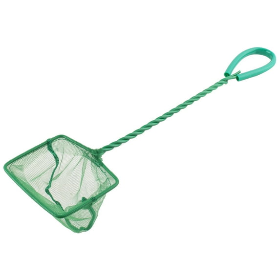 Unique Bargains 3" x 2.4" Portable Handle Landing Net Fishing Fish Angler Mesh Aquarium Fish Tank Goldfish Shrimp Green