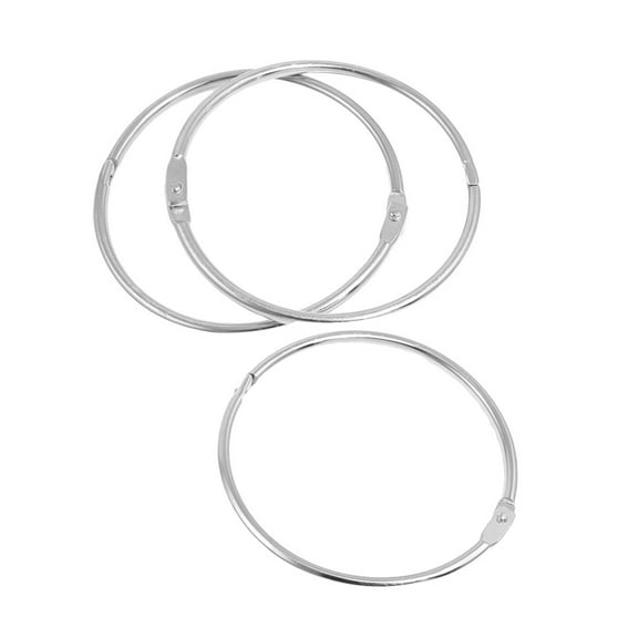 Unique Bargains 3 x Silver Tone Metal 66mm Bundle Book Loose Leaf Rings Keyrings