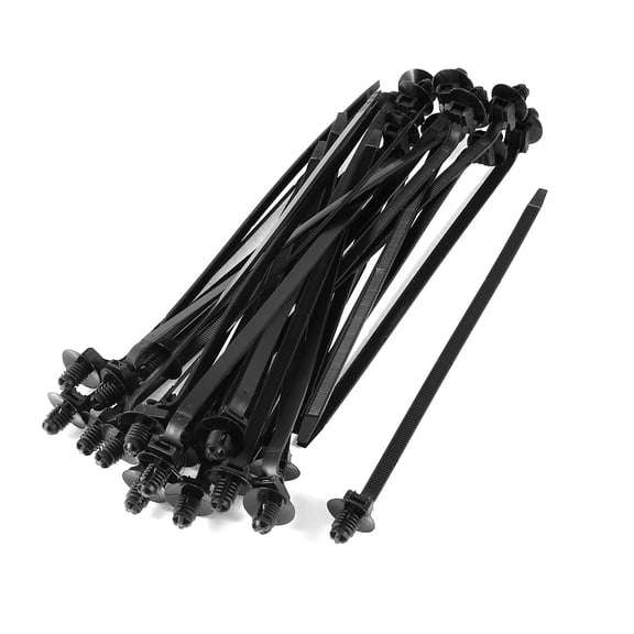 Unique Bargains 30 Pcs 183mm Length Flexible Black Nylon Teeth Fir Tree Mounting Cable Tie