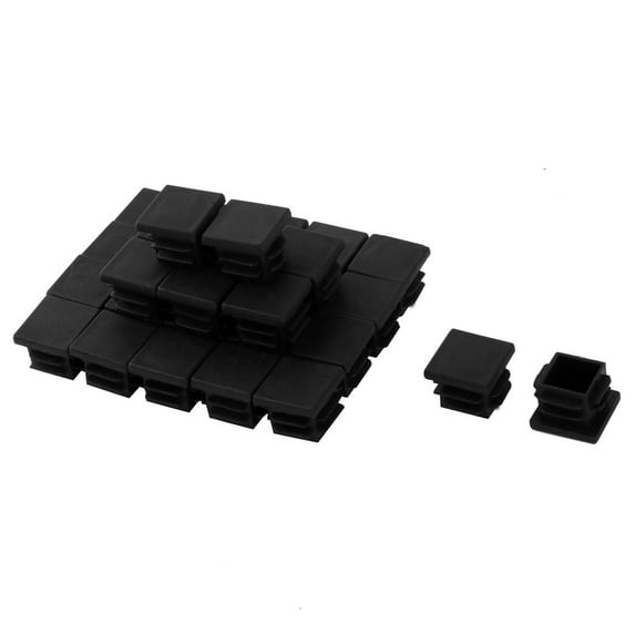 Unique Bargains 30 Pcs Antislip Plastic Square 19mm x 19mm Chair Foot Cover Table Furniture Leg Protector Black