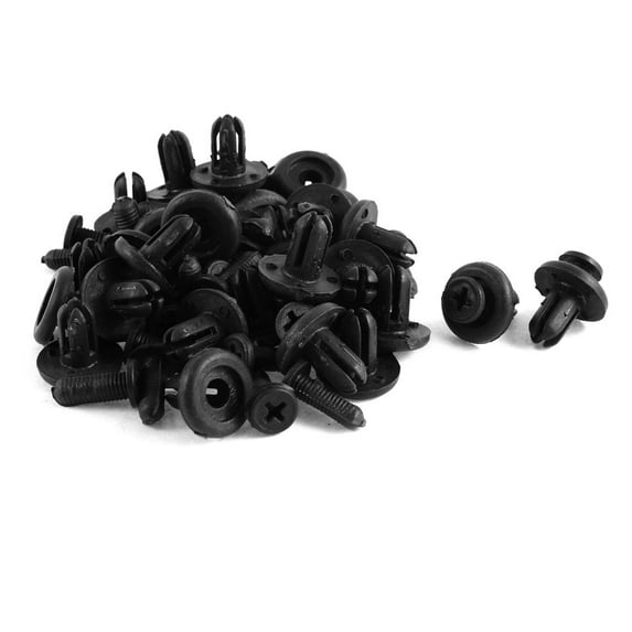 Unique Bargains 30 Pcs Black Plastic Rivet Fastener Mud Flaps Bumper Fender Clips 7mm Hole Dia