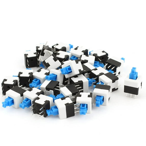 Unique Bargains 30 Pieces 6 Pins Terminal DPDT Latching Type Push Button Micro Switches 8mmx8mm