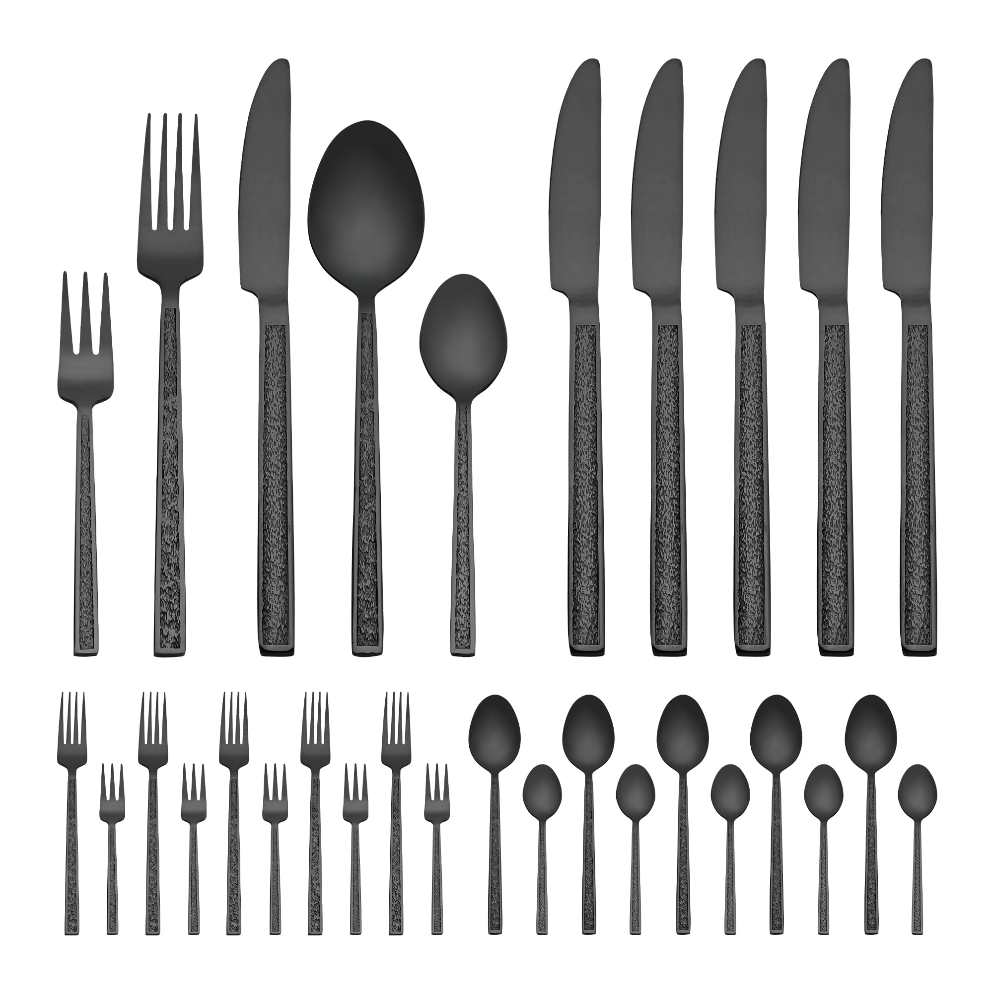 Unique Bargains 30 Pieces Stainless Steel Silverware Set for 6 Black