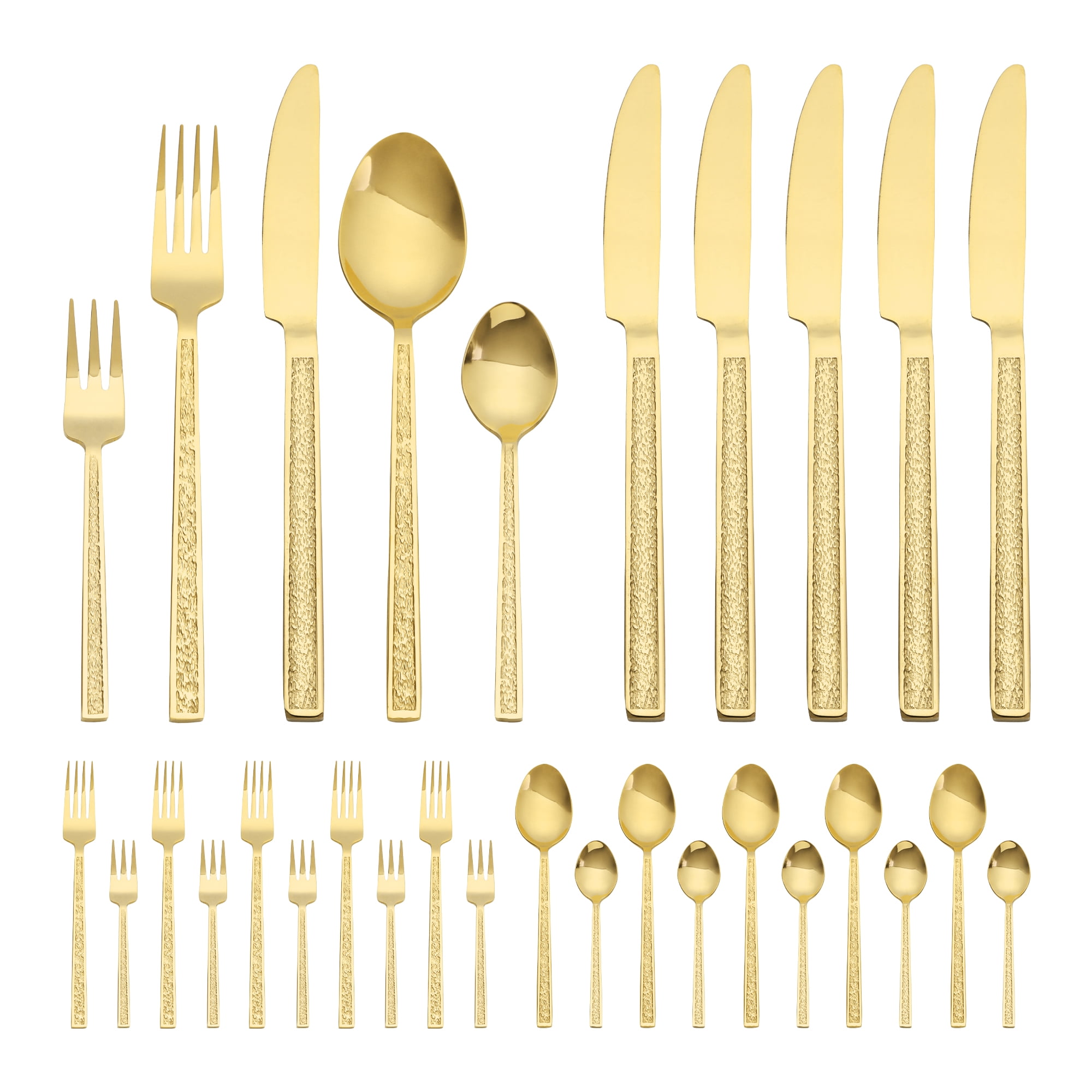 Unique Bargains 30 Pieces Stainless Steel Silverware Set for 6 Gold