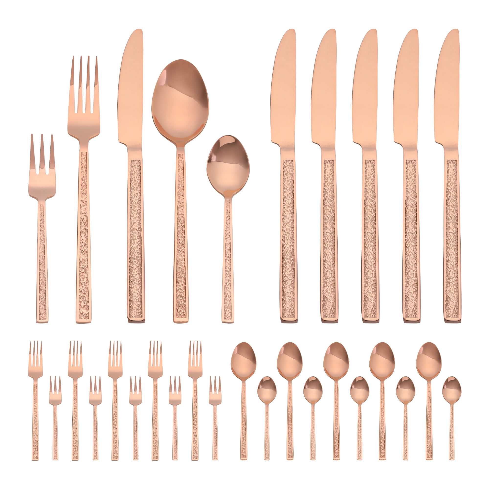 Unique Bargains 30 Pieces Stainless Steel Silverware Set for 6 Rose Gold