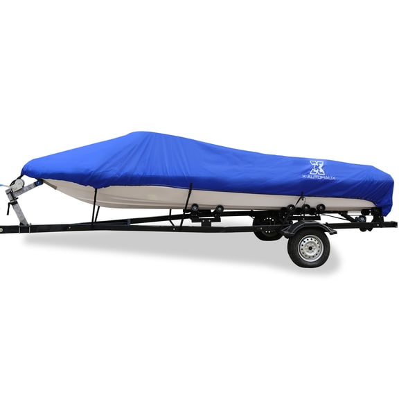 Unique Bargains 300D Polyester PU Boat Cover 14-16ft Waterproof For V-Hull Blue Fit for Length:14-16ft,Beam Width: 90"