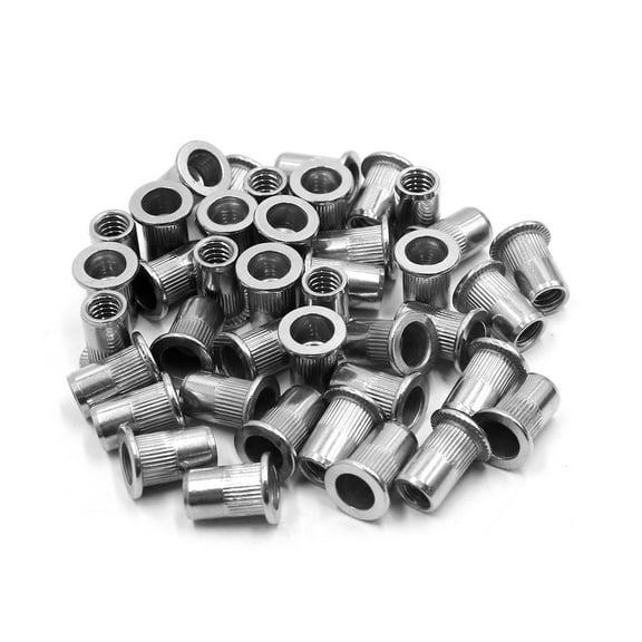 Unique Bargains 304 Stainless Steel 1/4-20 UNC Flat Head Rivet Nut Insert 40Pcs