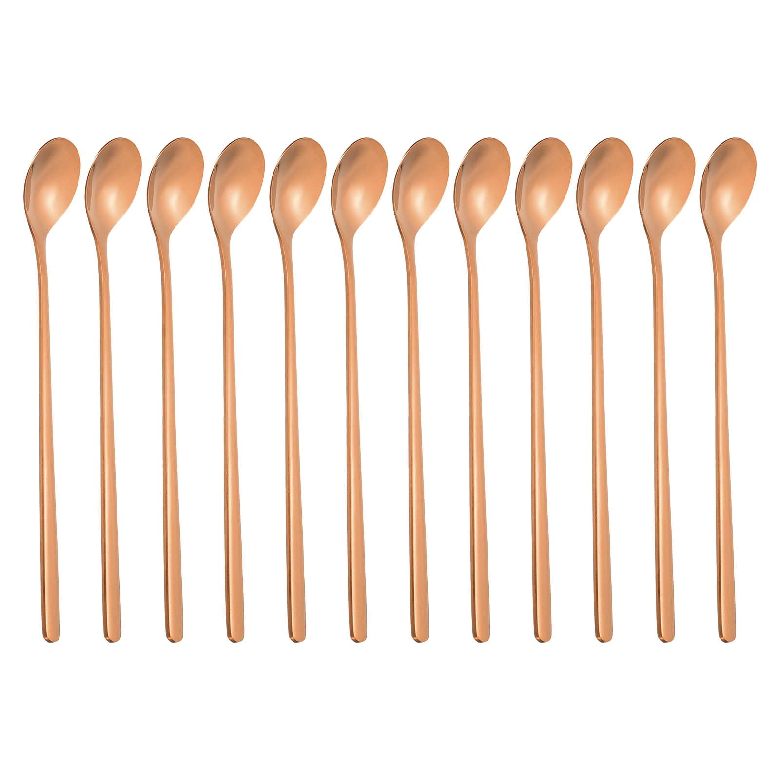 Unique Bargains 304 Stainless Steel Cocktail Stirring Long Handle Coffee Spoon Rose Gold