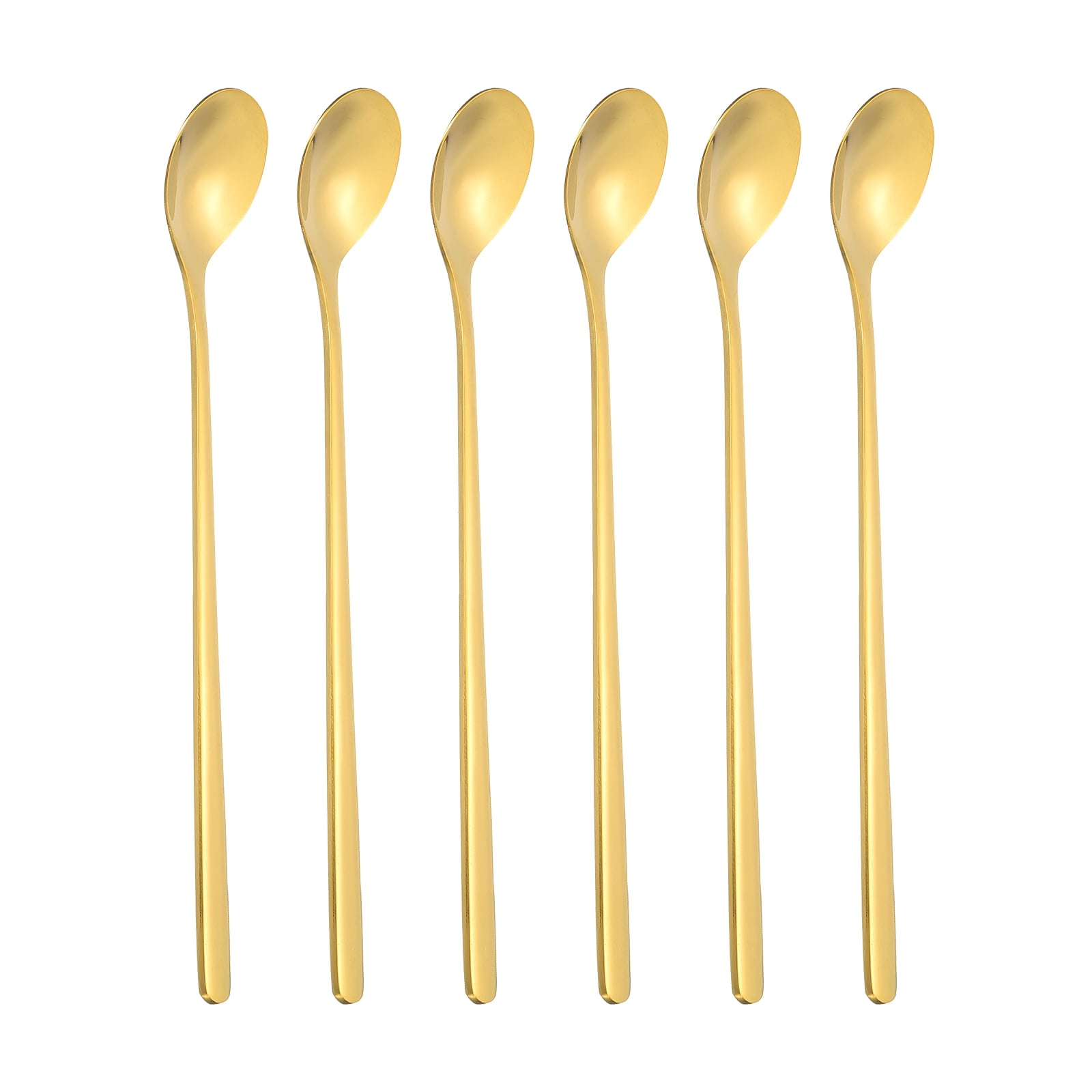Unique Bargains 304 Stainless Steel Cocktail Stirring Long Handle Spoon for Drinking Gold