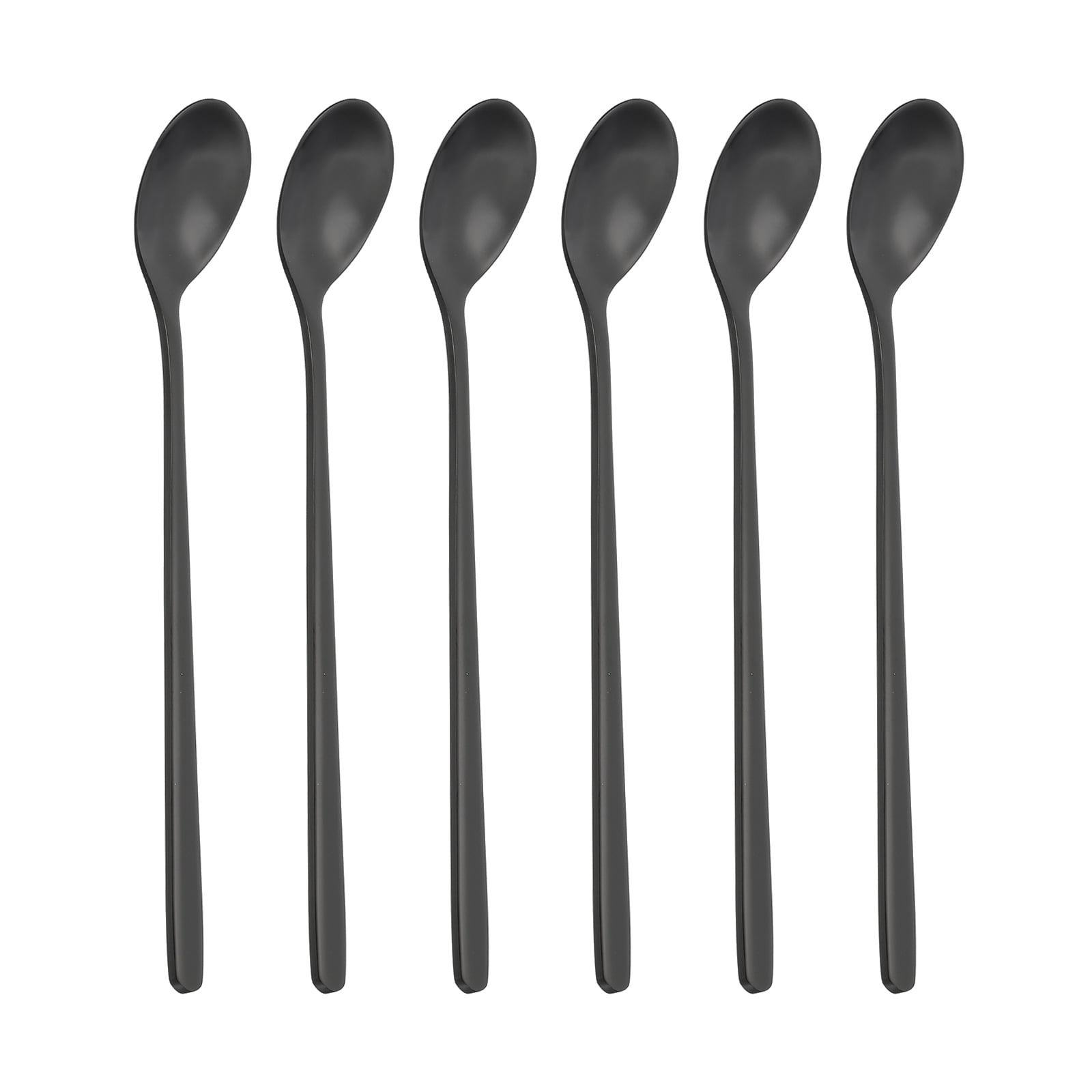Unique Bargains 304 Stainless Steel Cocktail Stirring Long Handle Spoon for Iced Tea Black