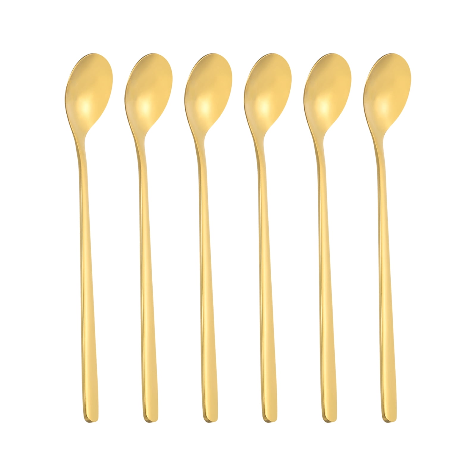Unique Bargains 304 Stainless Steel Cocktail Stirring Long Handle Spoon for Iced Tea Gold