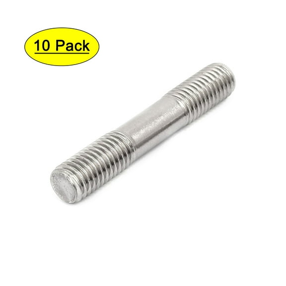 Unique Bargains 304 Stainless Steel Double End Thread Tight Push Rod Stud M10x60mm 10pcs