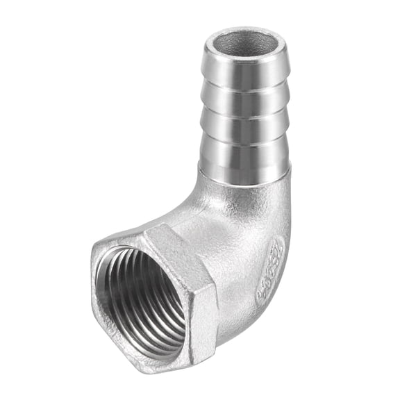 Unique Bargains 304 Stainless Steel Hose Barb Fitting Elbow Barb NPT Female Pipe Connector Adapter 15mm