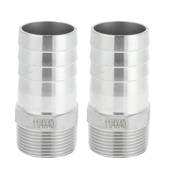 Unique Bargains 304 Stainless Steel Hose Barb Fittings 1.6" OD 1.2" BSPT Male Thread Compression Fitting for Air Water Oil Gas Fuel 2 Pcs Silver Tone