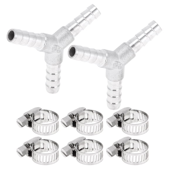 Unique Bargains 304 Stainless Steel Hose Barb Fittings 5/16" 3 Ways Y Shaped Connector for Air Water Oil Gas Fuel 1 Set Silver Tone