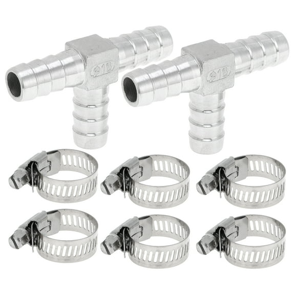 Unique Bargains 304 Stainless Steel Hose Barb Fittings 5/8" T Shaped 3 Way Connector for Air Water Oil Gas Fuel 1 Set Silver Tone